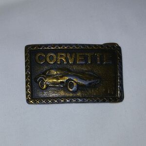 Vntg Corvette Bronze Belt Buckle
